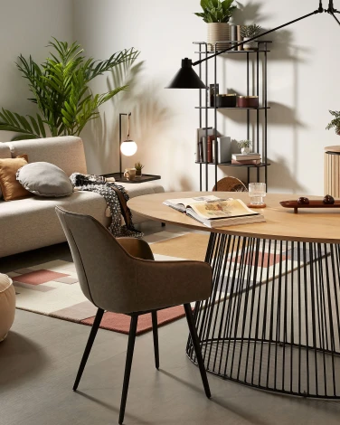 Обеденный стул La Forma (ex Julia Grup) Amira (Серый,Бежевый/ Сталь,Фанера,Пена)