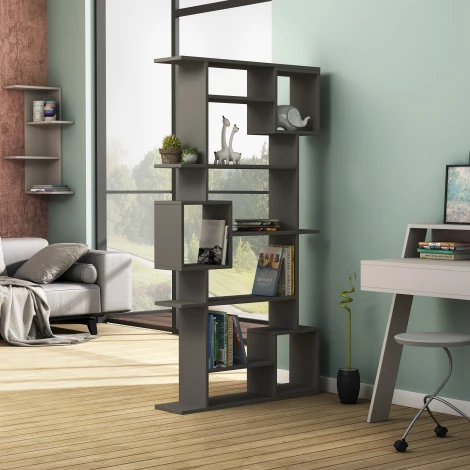 Стеллаж прямой SOTO BOOKCASE LEVE (ЛДСП/Темно-серый) арт.LEV00629