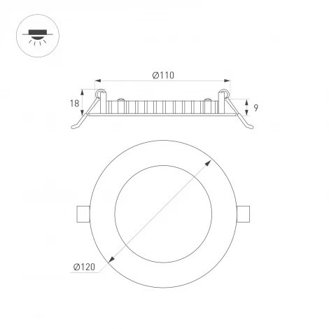 Светильник встраиваемый MS-EDGE-R120-6W Day4000 (WH, 115 deg, 230V) (Arlight, IP44 Металл) 041903