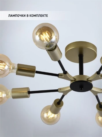 Потолочная люстра на штанге Seven Fires Evlina SF3370/8C-GD-BK