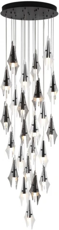 Потолочная каскадная люстра Odeon Light Afalina 5442/137L черный/бел.матовый/прозрачн./дымчатый/металл/стекло LED*137W 3000K (220V, на проводе)