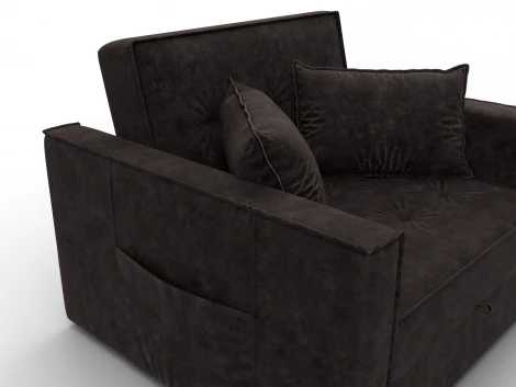 Кресло-кровать Лига-104 (80) (ЛДСП,Брус,Фанера,Велюр/Коричневый) Лига Диванов 134851
