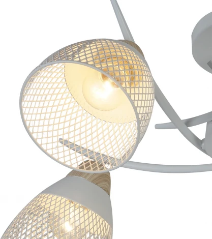 Потолочная люстра на штанге Escada Severn 516/5 5х60Вт Е27, металл, белый/дерево