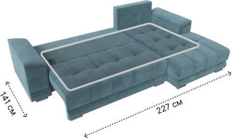 Диван угловой НордСтар правый угол (Бирюзовый/Велюр) Лига Диванов арт.121106