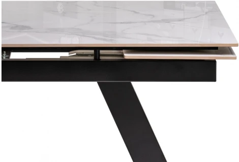 Керамический стол Woodville Невис 140(200)х80х76 creto statuario cara polished / черный 553538