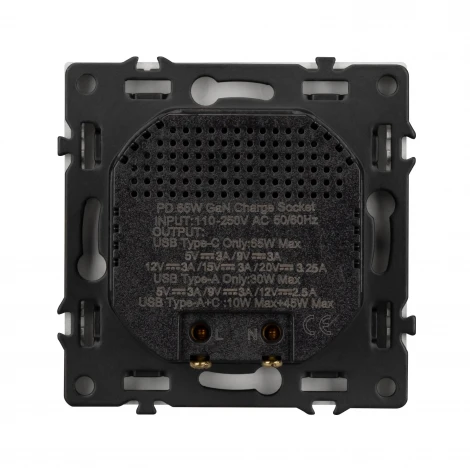 Механизм розетки с быстрой USB зарядкой SCT-NOBE-MUAC-SFPL-FC-WH (65W, QC3) (Arlight) 054316