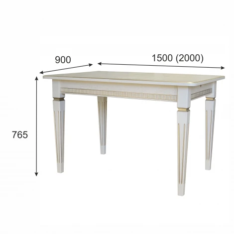 Стол обеденный Васко В 87Н слоновая кость/золото 150/200*90 от фабрики Mebelik