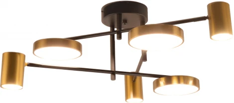 Потолочная люстра на штанге диммируемая Kink Light Рапис 07645-6D,19(20) черный/бронза Led 3*12W+3*16W с пультом ДУ (регулировка яркости, 220V)