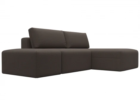 Диван угловой модульный с пуфом Лига-060 НПБ угол универсальный (ЛДСП,Брус,Фанера/Пластик/Рогожка/Коричневый) Лига Диванов 129699