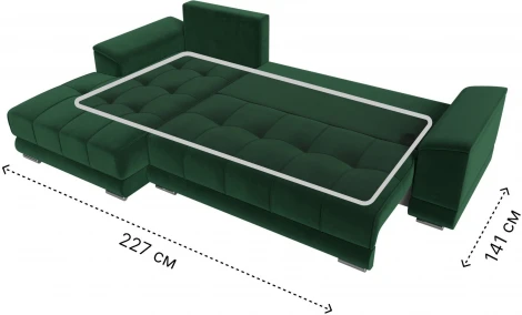 Диван угловой НордСтар левый угол (Зеленый/Велюр) Лига Диванов арт.121108L