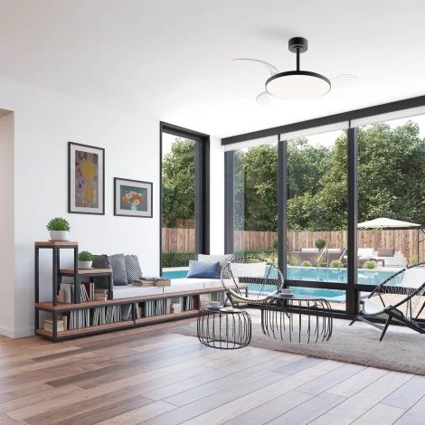 Потолочная светодиодная люстра с вентилятором и пультом Mantra Slim Fan 9055