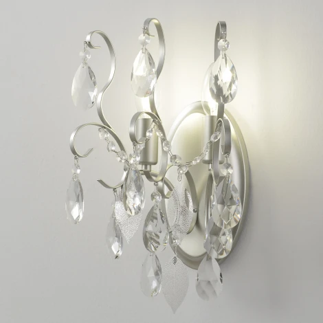 Бра Crystal Lux ESMIRALDA AP2 SILVER (220V, подвески, свеча, листья)