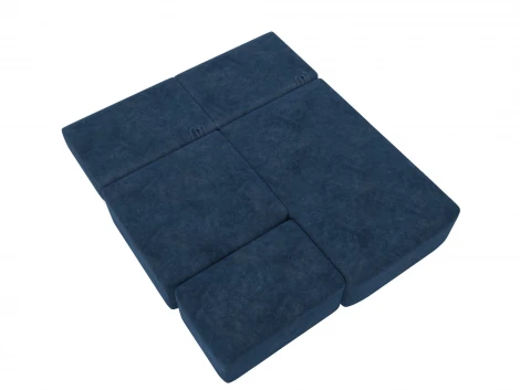 Диван угловой модульный с пуфом Лига-060 НПБ угол универсальный (ЛДСП,Брус,Фанера/Пластик/Велюр/Синий) Лига Диванов 129696