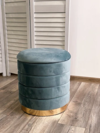 Пуф для гостиной M-City ФРЕД бирюзовый BM-88, велюр / золотой каркас