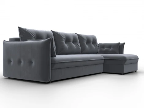 Диван угловой Лига-100 НПБ угол универсальный (ДСП,Фанера/Пластик/Велюр/Серый) Лига Диванов 133681