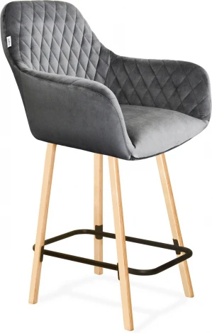 Стул полубарный Sheffilton SHT-ST34/S94-1 угольно-серый/прозрачный лак/черный муар