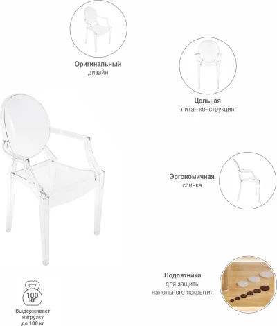 Комплект из 2-х стульев Bradexhome Louis Ghost прозрачный