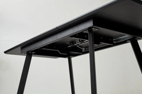 Стол АРУБА 140 АКВАМАРИН, стекло/ ЧЕРНЫЙ каркас