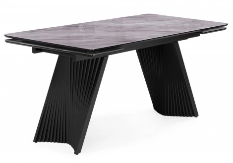 Кухонный стол Notta Вейв 140(200)х80 кристл серый мрамор / черный