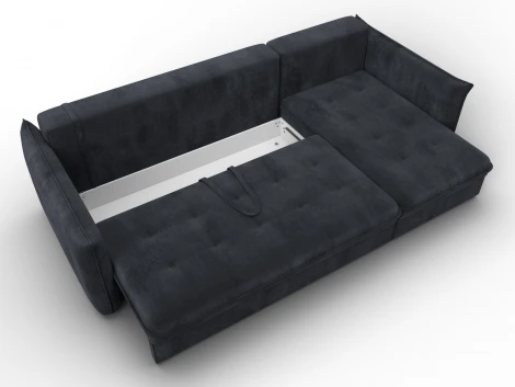 Диван угловой Лига-100 НПБ угол универсальный (ДСП,Фанера/Пластик/Велюр/Темно-серый) Лига Диванов 133667