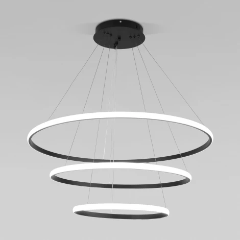 Подвесной светодиодный светильник ярусный Collars 90264/3 черный Eurosvet (регулировка яркости, 220V, пульт управления, на тросе)