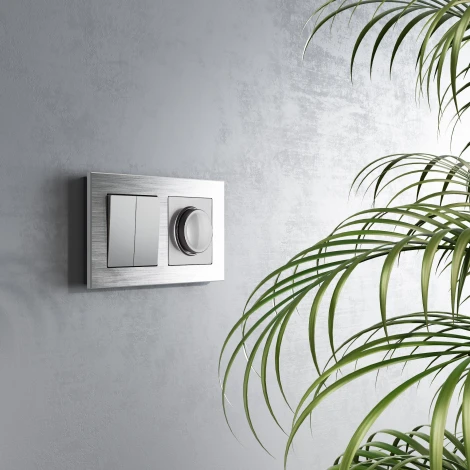 Перекрестный переключатель двухклавишный (серебряный) W1123008 Werkel (a058435)