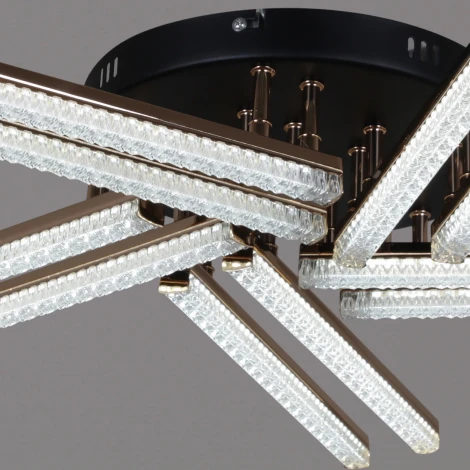 Потолочная люстра светодиодная на штанге с пультом с регулировкой цветовой температуры, яркости и ночным режимом Reluce 17090-0.3-10 BK+FG