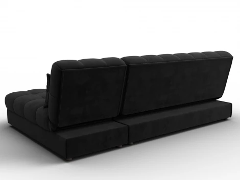 Диван угловой Лига-116 НПБ угол правый (ДСП,ЛДСП,Велюр/Черный) Лига Диванов 136956