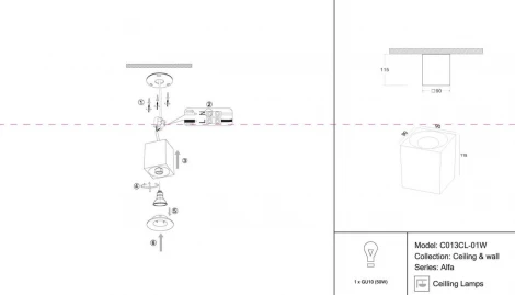 Накладной потолочный светильник Slim GU10 1x50Вт Maytoni Technical C013CL-01W (220V)