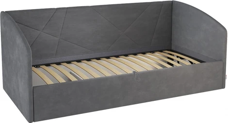 Кровать с подъемным механизмом Бест (Софа) 90х200 см Mebelson (ЛДСП,Ткань,Велюр/Графит) арт.KM.S-15.2171