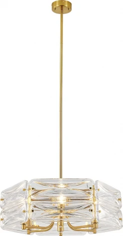 Потолочная люстра на штанге (12046/6P Brass) Indigo Zaffiro V000500 (220V, хрусталь, круглые)