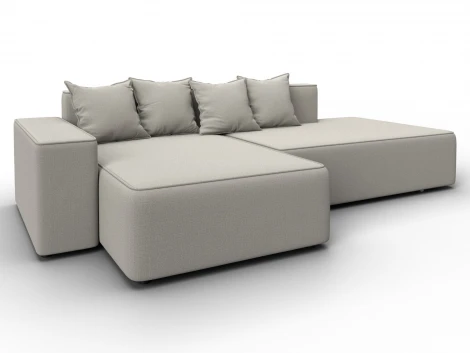 Диван угловой Лига-079 угол левый (ДСП/Пластик/Рогожка/Бежевый) Лига Диванов 129811L