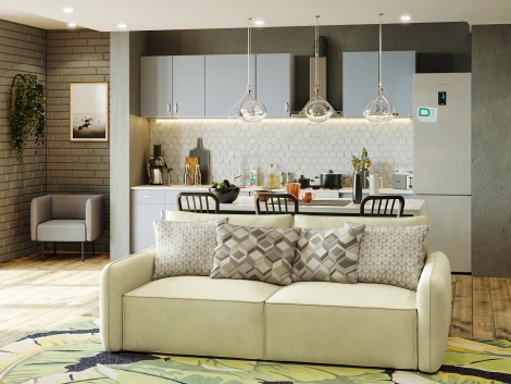 Диван прямой молочный D1 Портленд AAA4153014 Premier 01