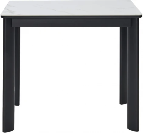 Стол ТЕТ-А-ТЕТ 90  Белый мрамор, керамика / Черный каркас М-City