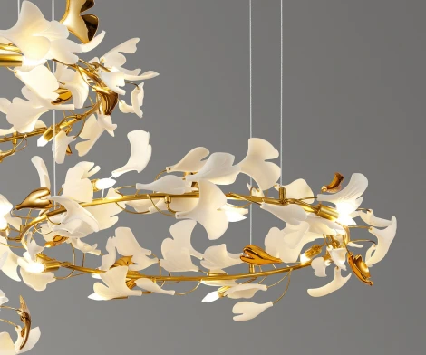 Подвесной светильник Kink Light Сири 07868-100+80+60P,36 (220V, на тросе, цветы, листья, кольцо)