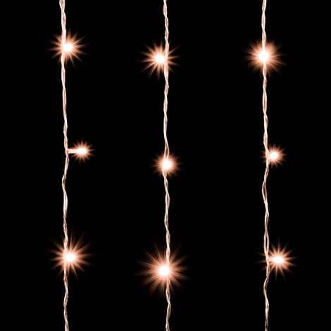 Гирлянда Занавес Облегченный 2 x 3 м Экстра Тепло-Белый 220В, 600 LED, Провод Прозрачный ПВХ, IP54