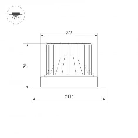 Светильник встраиваемый LED MS-ATLAS-TRIMLESS-R70-12W Day4000 (BK, 32deg, 230V) (Arlight, IP20 Металл) 036133