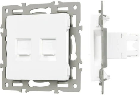 Механизм компьютерной розетки двойной SCT-MPC2-PL-WH (RJ-45, CAT6) (Arlight) 045336