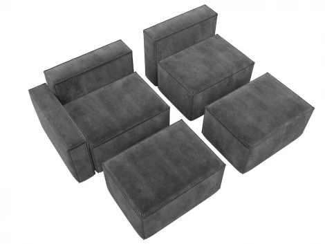 Диван угловой модульный Лига-063 угол левый (ДСП/Пластик/Велюр/Серый) Лига Диванов 129795L