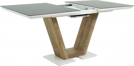 Стол Аврора Торонто 140, Белый с чёрным стеклом/Ель умбра, белый