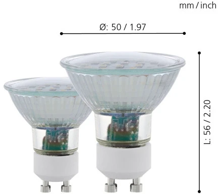 Лампочка светодиодная полусфера прозрачная GU10 5W 400 lm 4000K Eglo Lm_led_gu10 11539