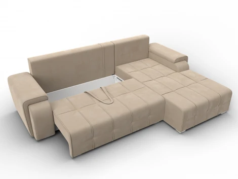 Диван угловой Лига-121 правый угол (ДСП,Брус,Велюр/Бежевый) Лига Диванов 137345