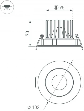 Встраиваемый точечный светильник MS-FORECAST-BUILT-TURN-R102-12W Warm3000 (WH-WH, 32 deg, 230V) (Arlight, IP20 Металл) 037188(1) (LED)