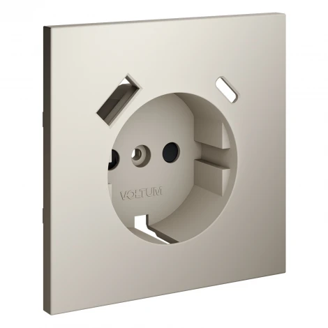 Накладка для розетки с заземлением и защитными шторками, с USB A+C Voltum S70 VLS001003 (кашемир)