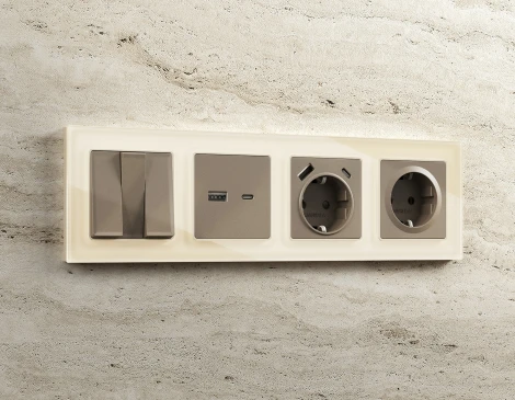 Лицевая панель Ambrella Volt ALFA (Темная бронза матовый) для розетки 2USB тип A+C QUANT AP6410