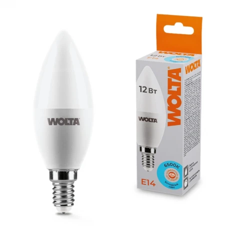 Светодиодная лампа 12Вт 6500K Е14 Wolta 25WC12E14