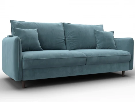 Диван прямой Лига-064 НПБ (ДСП/Дерево/Велюр/Бирюзовый) Лига Диванов 134776