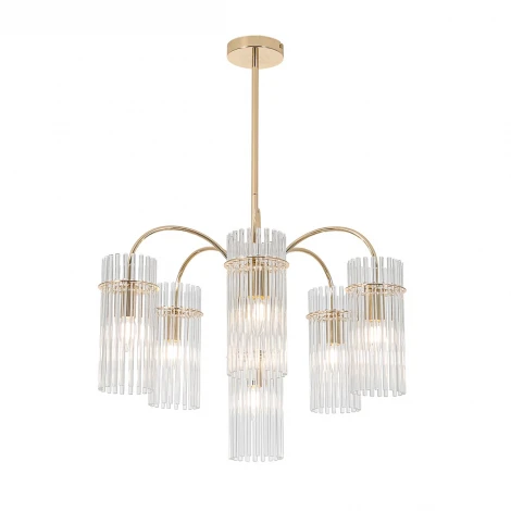 Потолочная люстра на штанге Lumion Opulenta 8413/6 французское золото/прозрачный, металл/стекло Е14 6*40W 220V