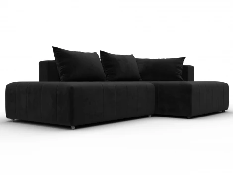 Диван угловой Лига-103 НПБ угол правый (ДСП,Брус,Фанера,Велюр/Черный) Лига Диванов 134819