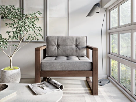 Кресло Arsko Астер орех серая рогожка